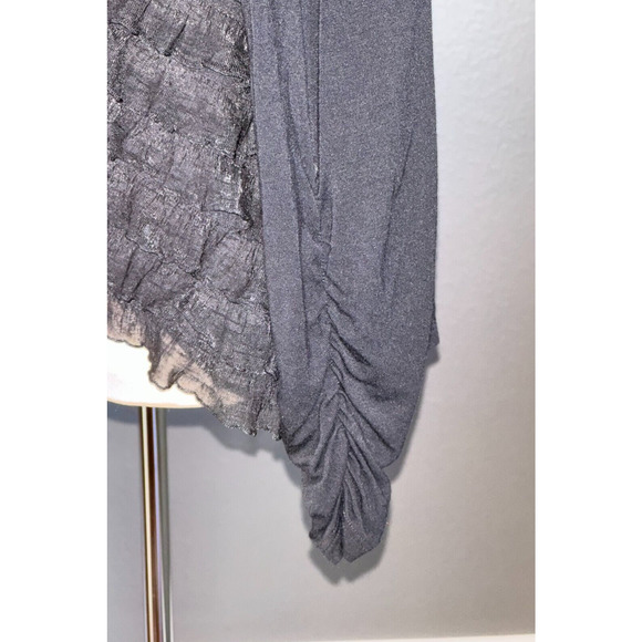 Saks Fifth Avenue Womens S Ruffled Open Front Cardigan Black Ruched Sleeves - Picture 5 of 12